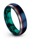 Male Wedding Ring Unique Blue and Black Tungsten Rings for Couples 6mm Ninth - Charming Jewelers