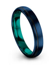 Blue Black Wedding Band Set Tungsten Bands Set Pure Blue Ring Engagement - Charming Jewelers