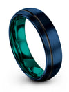 Blue Wide Female Wedding Ring Female Blue Band Tungsten Matching Her and Fiance - Charming Jewelers