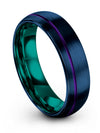 Blue Purple Wedding Sets Tungsten Wedding Band Sets for Female Engraved Womans - Charming Jewelers