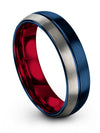 6mm Blue Line Wedding Ring Ladies Tungsten Bands for Guy Grooved Scientist - Charming Jewelers