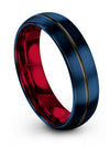Men Promise Rings Blue Tungsten Bands Blue 6mm Bands Engagement Ladies Ring - Charming Jewelers