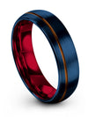 Matching Promise Ring Blue Tungsten Carbide Wedding Bands Solid Blue Bands - Charming Jewelers