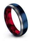 Guys Wedding Ring Unique Tungsten Band for Woman&#39;s Brushed Blue Couples Bands - Charming Jewelers