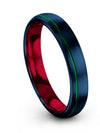 Engagement and Promise Ring Wedding Band Tungsten Man 4mm Blue Band 4mm Green - Charming Jewelers