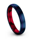 Unique Blue Male Wedding Bands Tungsten Bands for Husband Matching Wife - Charming Jewelers