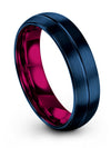 Ring Couple Anniversary Band Tungsten Carbide Wedding Ring Set 6mm Blue Band - Charming Jewelers
