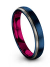 Men Carbide Promise Ring 4mm Guys Wedding Band Tungsten Blue Metal Rings - Charming Jewelers