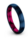 Blue and Blue Promise Ring Female Tungsten Groove Band Couple Rings Fourteenth - Charming Jewelers
