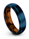 Tungsten Woman Wedding Rings Tungsten Guys Blue and Teal Ring Set Customized - Charming Jewelers