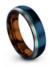 Guys Anniversary Ring Blue Guy Wedding Bands Tungsten 6mm Blue Plated Rings - Charming Jewelers