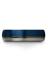 Brushed Blue Tungsten Mens Wedding Bands Tungsten 6mm Wedding Bands Fiance - Charming Jewelers