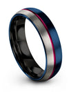 Blue Gunmetal Wedding Band for Men 6mm Blue Tungsten Band for Men Marriage Band - Charming Jewelers