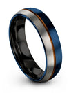 Blue and Copper Woman&#39;s Wedding Rings Tungsten Band 6mm Blue Guys Engraved Band - Charming Jewelers