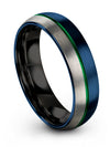 Wedding Rings Set Tungsten Woman&#39;s Rings Blue and Green Blue Wedding Ring Blue - Charming Jewelers