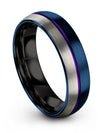 Brushed Blue Promise Ring Womans Blue Band Tungsten Mid Bands Set Blue Matching - Charming Jewelers