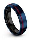 His and Husband Wedding Band Bands Blue Tungsten Engagement Female Bands - Charming Jewelers
