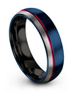 Wedding Ring for Him and Wife Blue Tungsten Carbide Male Bands 6mm Rings - Charming Jewelers