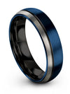 Brushed Wedding Ring Mens Tungsten Rings Blue for Men Promise Ring Sets Fathers - Charming Jewelers