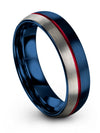 Brushed Metal Womans Wedding Rings in Blue Tungsten Rings Blue 6mm Seventieth - Charming Jewelers