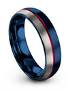 Guys Blue Plain Wedding Rings Tungsten Rings for Male Engraved I Love You Best - Charming Jewelers