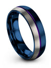 Blue Anniversary Band Sets for Couples Tungsten Band 6mm Men Blue and Purple - Charming Jewelers