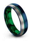 Wedding Bands for Couples Set Tungsten Bands for Man Brushed Unique Blue - Charming Jewelers