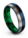 Man Metal Wedding Band Tungsten Blue Ring for Woman&#39;s Blue Plain Ring Bands 6mm - Charming Jewelers