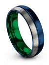 Simple Tungsten Wedding Ring Men&#39;s Tungsten Blue Line Ring Blue Guy Jewelry - Charming Jewelers