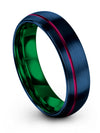 Brushed Mens Wedding Rings Blue Gunmetal Tungsten Ring for Guy Engraved Ring - Charming Jewelers