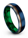 Blue and Copper Wedding Rings Set 6mm Woman Wedding Ring Tungsten Blue Rings - Charming Jewelers