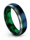 Guys Blue Green Wedding Bands Tungsten Anniversary Rings Blue Jewelry Set - Charming Jewelers