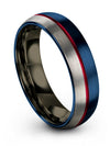 6mm Blue Wedding Band Man Brushed Blue Tungsten Bands Wife