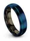 Tungsten Carbide Wedding Band Bands Tungsten Carbide Band Sets 6mm Teal Line - Charming Jewelers