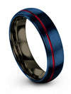 Blue Wedding Rings Men&#39;s 6mm Tungsten Blue Rings for Guys Minimalist Jewelry - Charming Jewelers