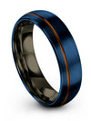 Ladies Copper Line Wedding Rings Guy Tungsten Carbide Bands Plain Band for Men - Charming Jewelers