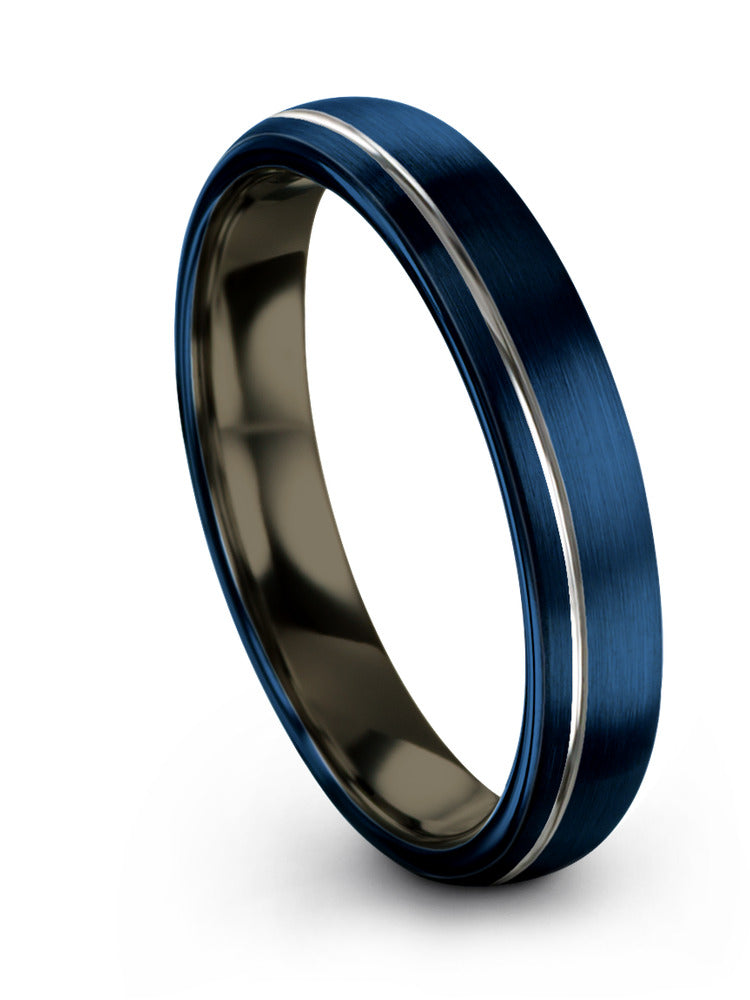 Anniversary Band Guys Blue Tungsten Promise Ring for Guys