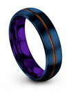 Wedding Couple Bands Tungsten Carbide Blue Copper Bands Engraved Promise Bands - Charming Jewelers