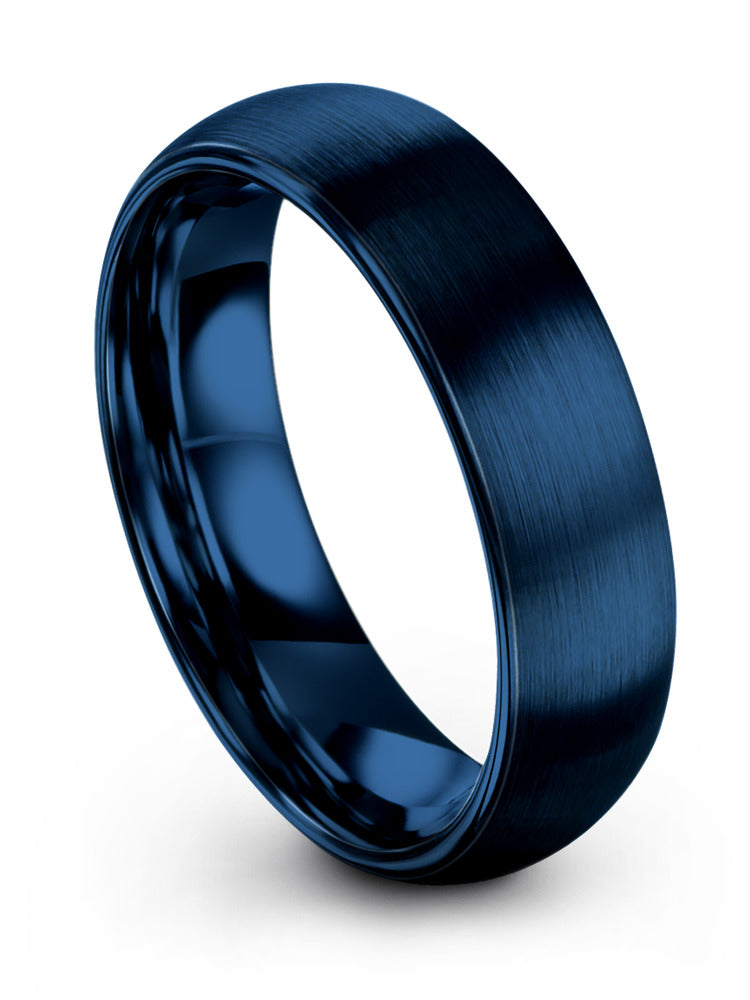 Wedding Engagement Bands Blue Tungsten Rings Blue Plain