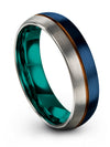 Blue Anniversary Ring for Couples Tungsten Blue Band for Mens 6mm Couples - Charming Jewelers