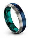 6mm Blue Line Wedding Tungsten Wedding Rings Set Blue Engraved Rings Promise - Charming Jewelers