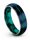 Matching Promise Band Sets for Husband and Him Blue Tungsten Bands Brushed Blue - Charming Jewelers