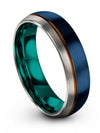 Engraved Blue Wedding Bands for Womans Blue and Copper Tungsten Band Mother&#39;s - Charming Jewelers
