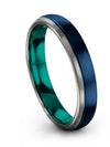 Blue Wedding Bands Set Wife and Girlfriend Tungsten Anniversary Ring Half Blue - Charming Jewelers
