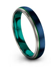 Couple Wedding Rings Tungsten Blue Ring 4mm Blue Mid Band for Men&#39;s Cute - Charming Jewelers