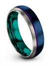 Him and Fiance Wedding Ring Set Tungsten Band Engrave Blue Band for Female Her - Charming Jewelers