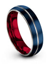 Ladies Wedding Bands Tungsten Blue and Grey Womans 6mm
