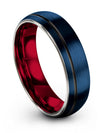 Blue Black Mens Wedding Bands Brushed Tungsten Blue Bands for Men&#39;s Promise - Charming Jewelers