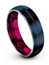 Wedding Set for Husband Blue Tungsten Ring 6mm Customizable Ring Blue Copper - Charming Jewelers