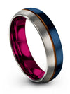 Guy Blue and Copper Tungsten Wedding Ring Tungsten Promise Ring Blue Fidget - Charming Jewelers